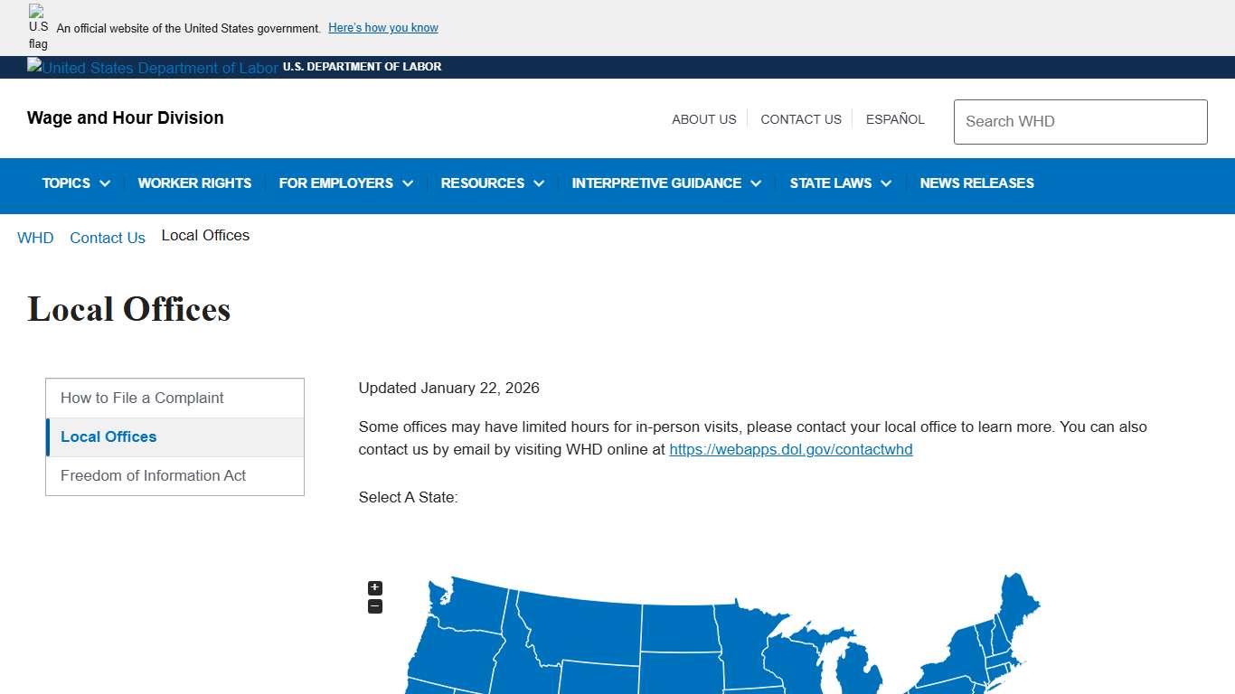 Local Offices U.S. Department of Labor